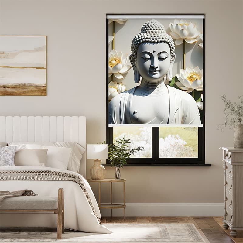 Buddha & Lotus Window Roller Blind pattern detail