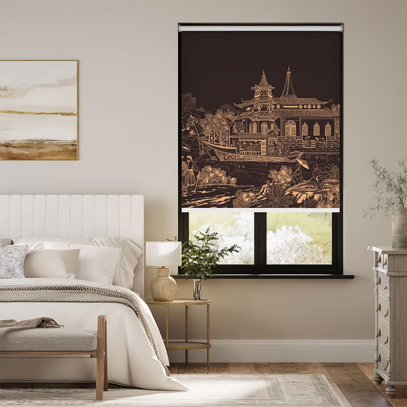 Serene Asian Window Roller Blind pattern detail