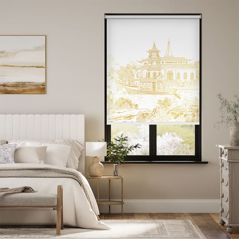 Vintage Asian River Roller Blind pattern detail