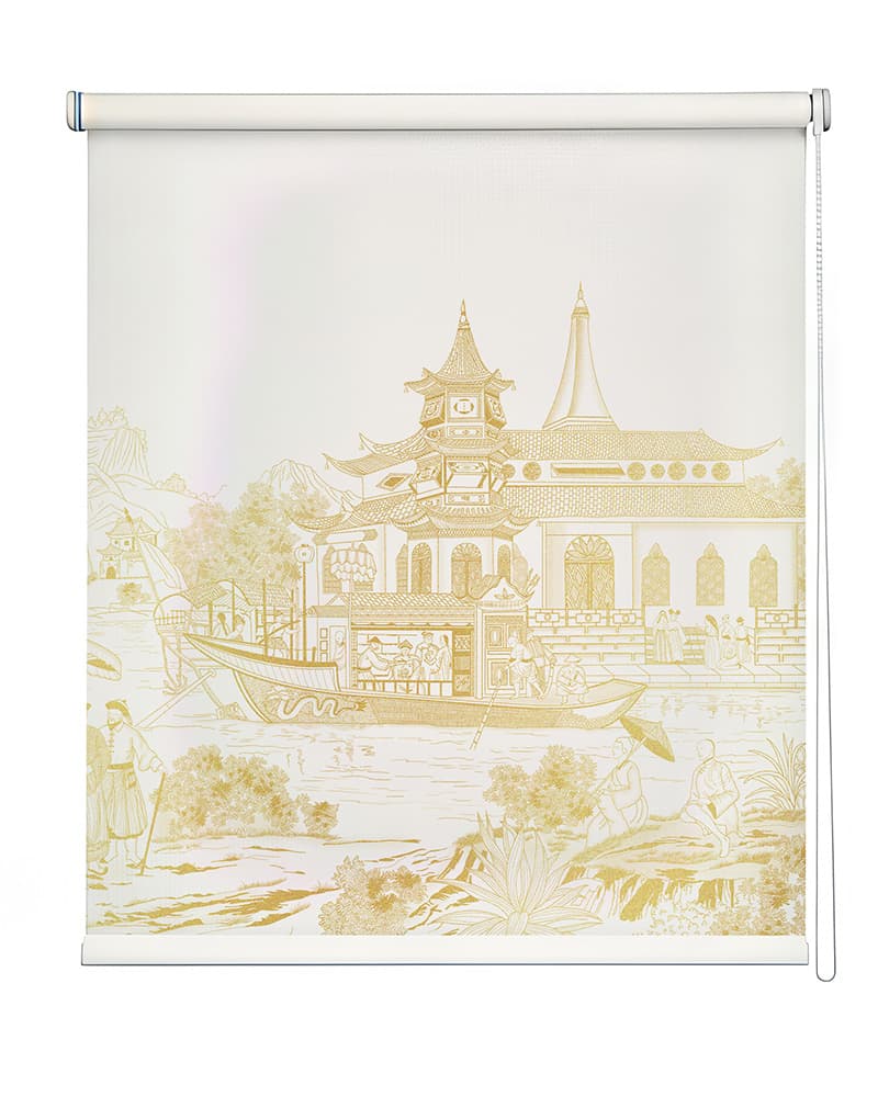 Vintage Asian River Roller Blind shown in a room