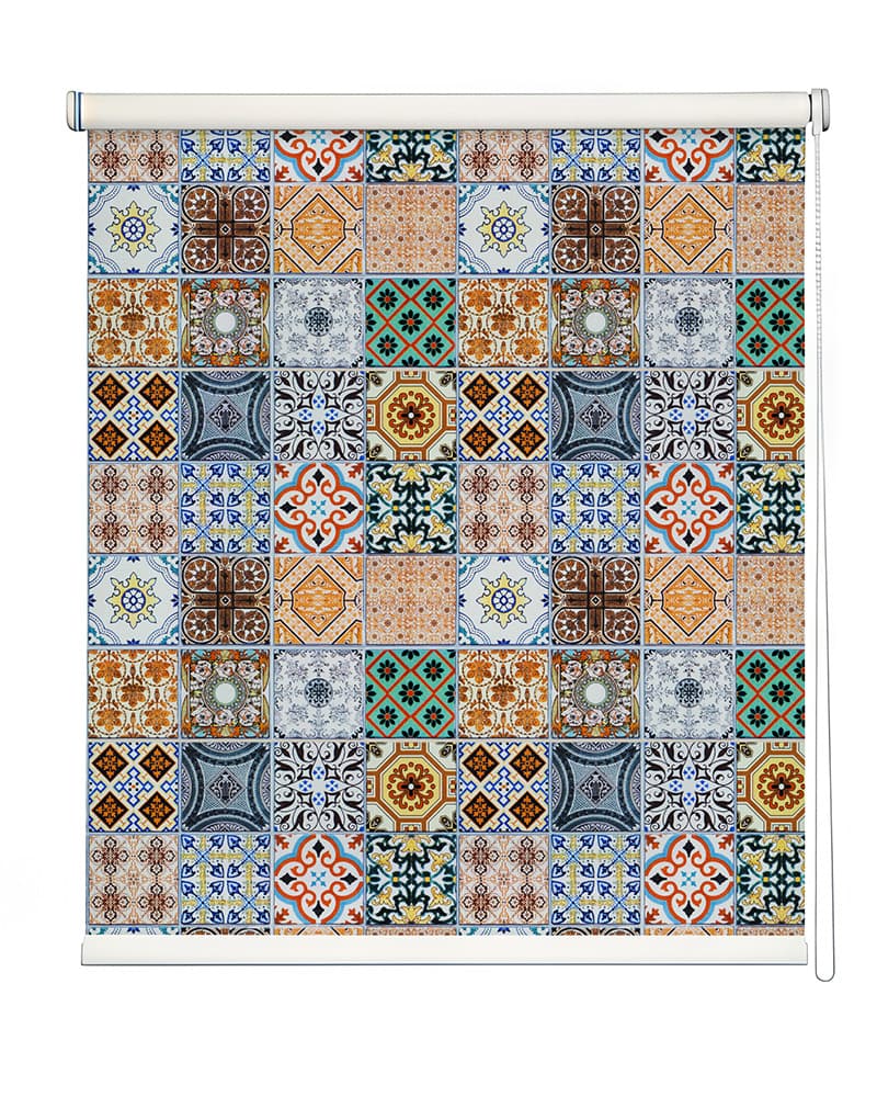 Geometric Tile Design Roller Blind shown in a room