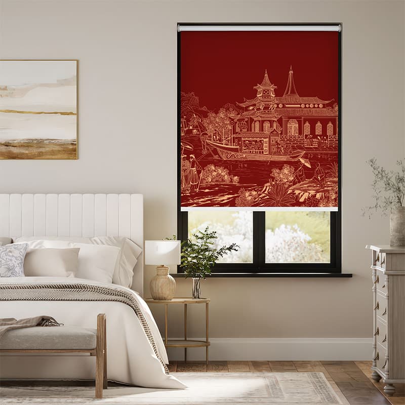 Majestic Pagoda Print Roller Blind pattern detail