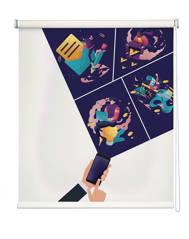 Digital Spark Visionary Roller Blind shown in a room