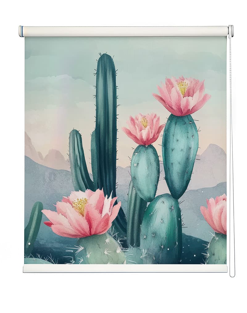 Cactus Serenade Botanical Roller Blind shown in a room
