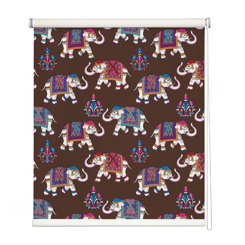 Majestic Elephant Parade Window Roller Blind shown in a room