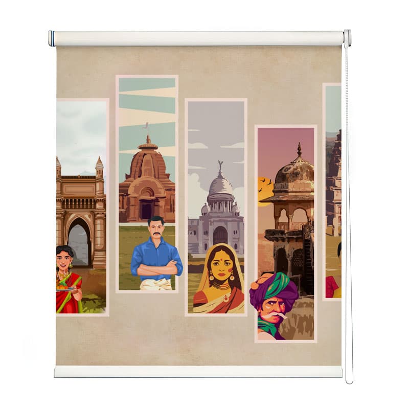 Cultural Heritage of India Window Roller Blind shown in a room