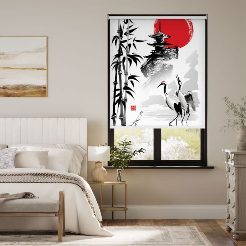 Serene Japanese Zen Roller Blind pattern detail