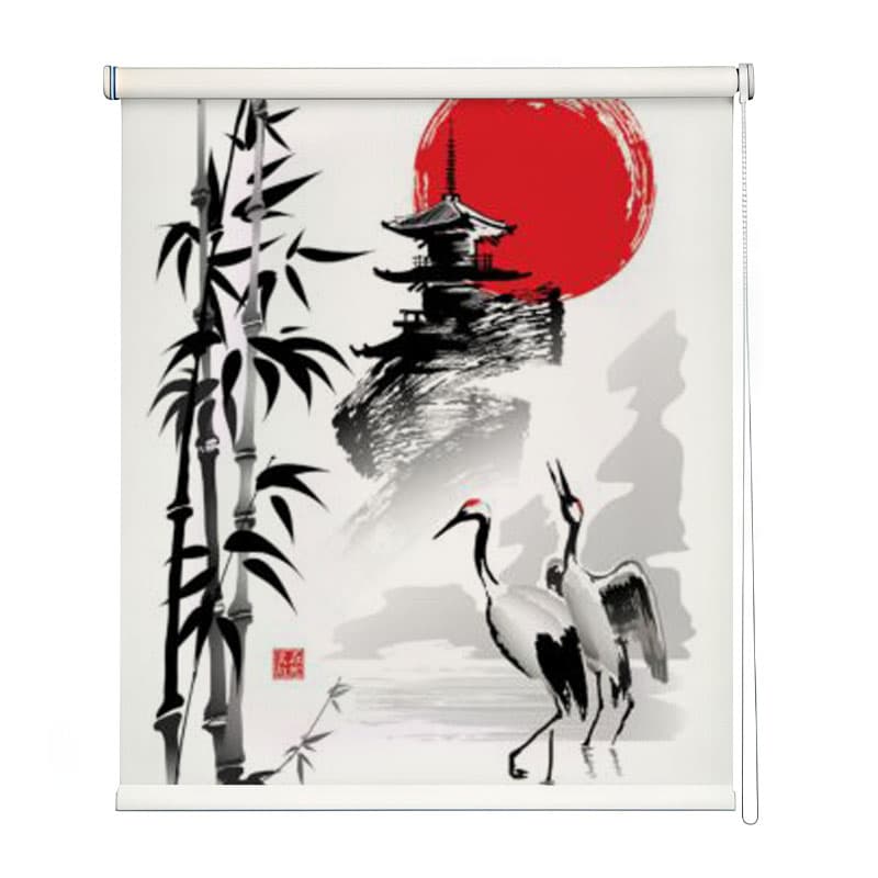 Serene Japanese Zen Roller Blind shown in a room