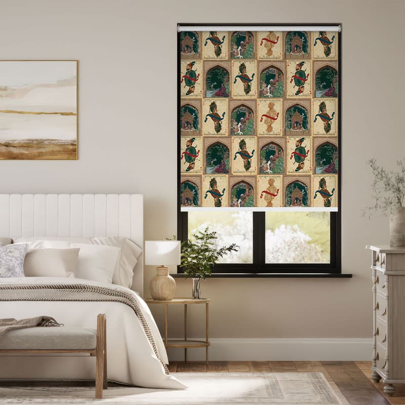 Regal Indian Ganjifa Art Roller Blind pattern detail