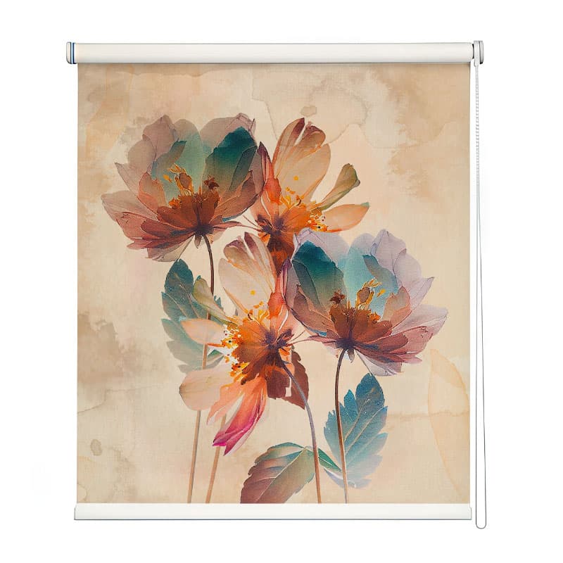 Layered Bloom Artistic Window Roller Blind shown in a room