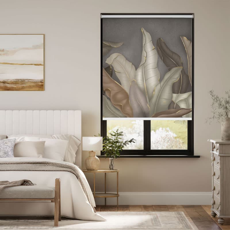 Golden Leaf Modern Window Roller Blind pattern detail