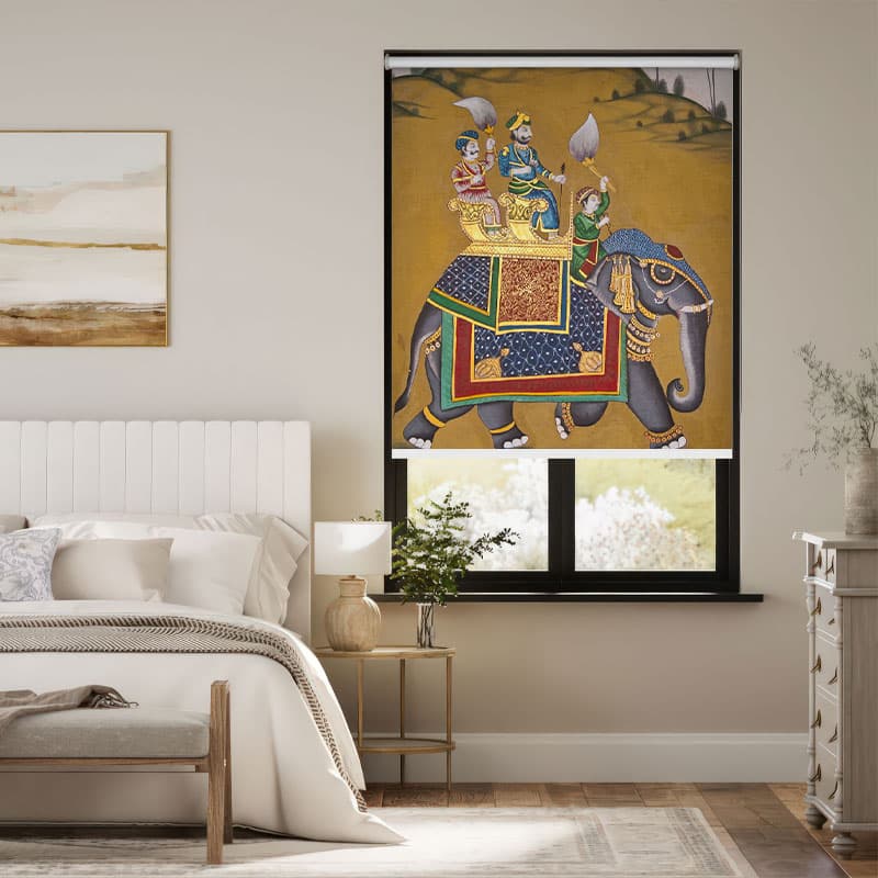 Rajput Art Elephant Scenic Roller Blind pattern detail
