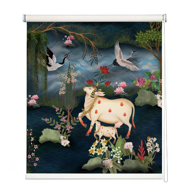 Sacred Pichwai Roller Blind shown in a room