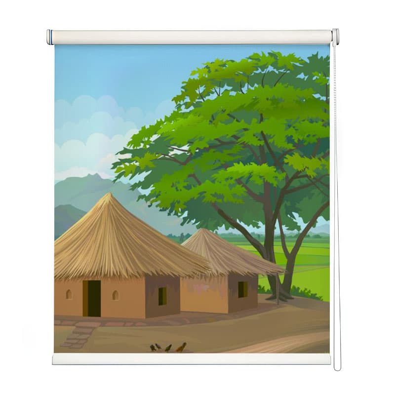 Rural Roots Roller Blinds shown in a room