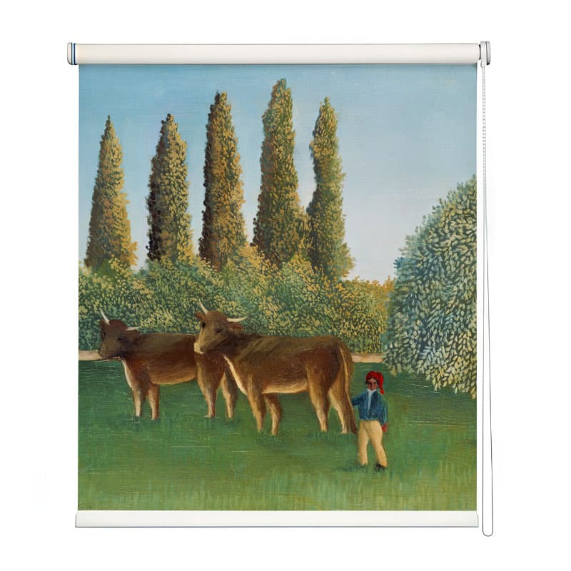 Naive Art Pastoral Roller Blind shown in a room