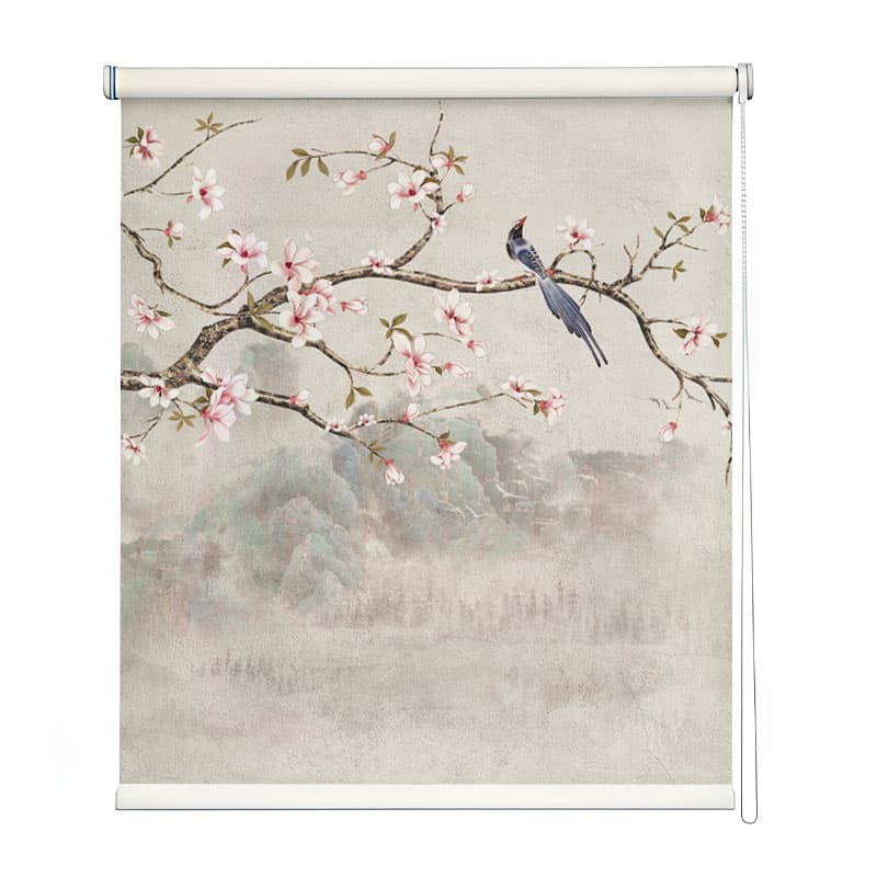 Songbird on Cherry Branch Roller Blind shown in a room