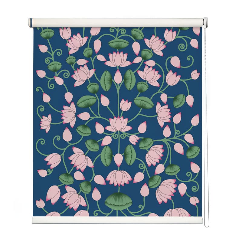 Tranquil Lotus Pelmet Roller Blinds shown in a room