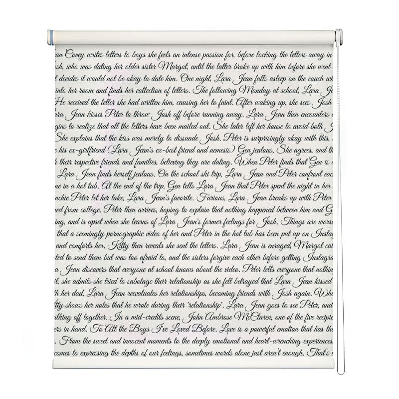 Handwritten Hearts Roller Blinds shown in a room