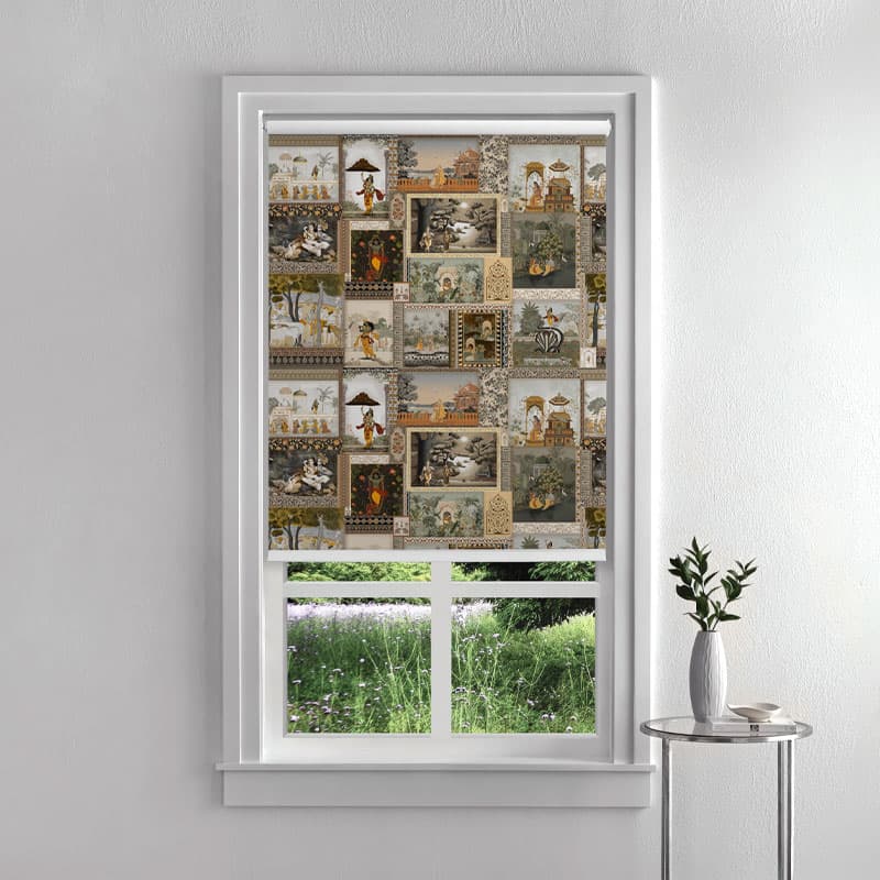 Madhav Bagicha Puja Room Roller Blind pattern detail