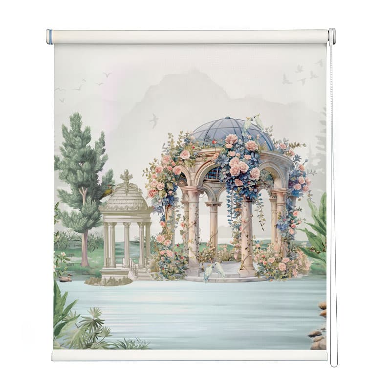 Mystic Arbour Roller Blind shown in a room