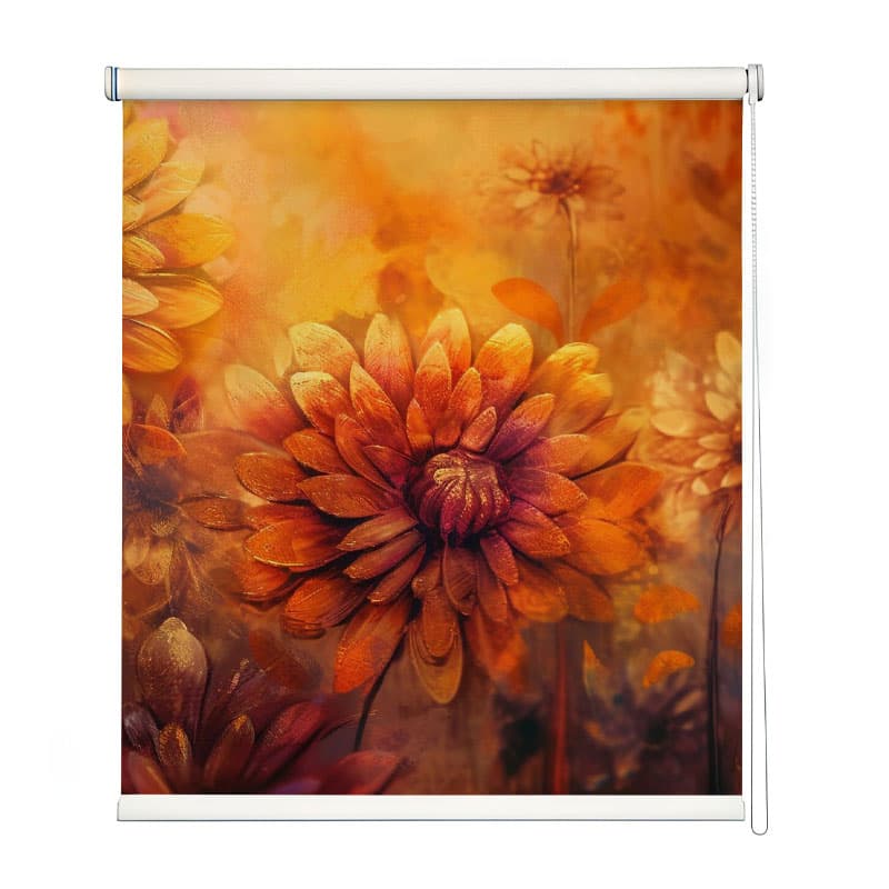 Blazing Botanica Roller Blinds shown in a room