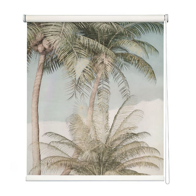 Palm Oasis Roller Blind shown in a room
