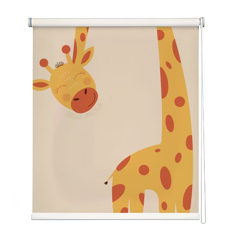 Peek-a-Boo Giraffe Roller Blinds shown in a room