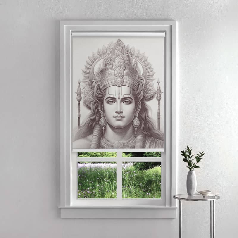 Raja Ram Chandra Puja Room Roller Blind pattern detail