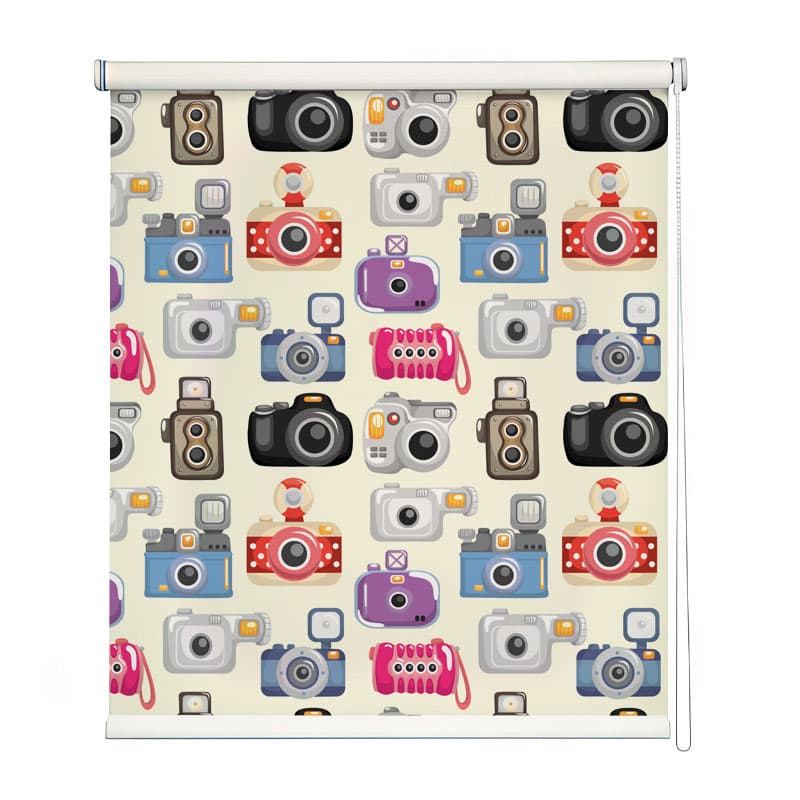 Camera Craze Roller Blind shown in a room