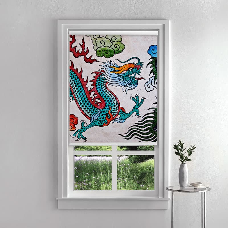 Dragon Scroll Roller Blinds pattern detail