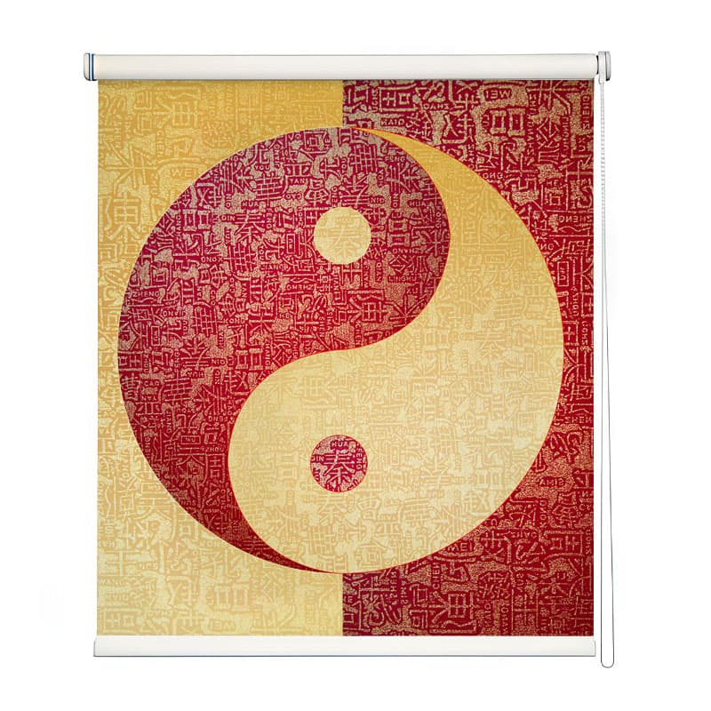 Yin-Yang Design Roller Blinds shown in a room