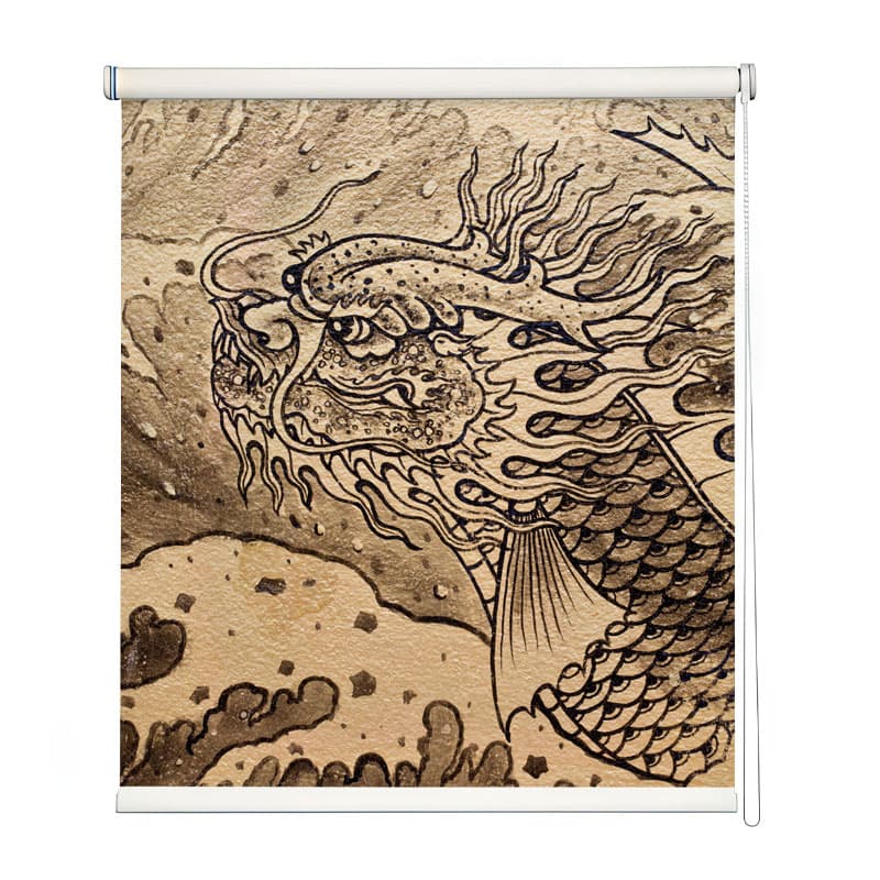 Traditional Asian Dragon Design Roller Blinds shown in a room