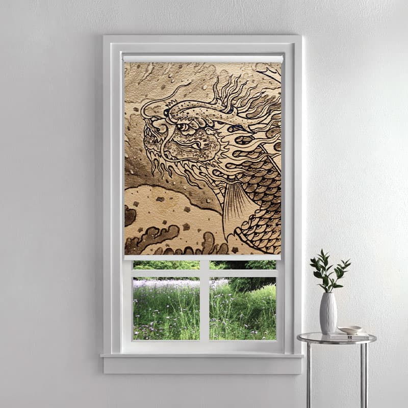Traditional Asian Dragon Design Roller Blinds pattern detail