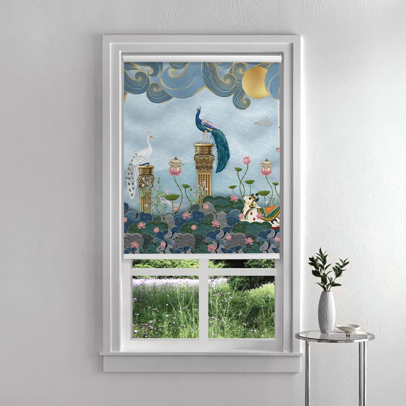 Peacock Palace Paradise Roller Blinds pattern detail