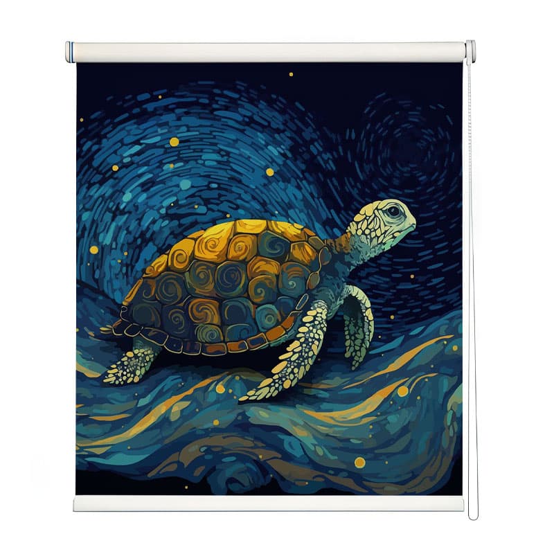 Celestial Turtle Roller Blinds shown in a room