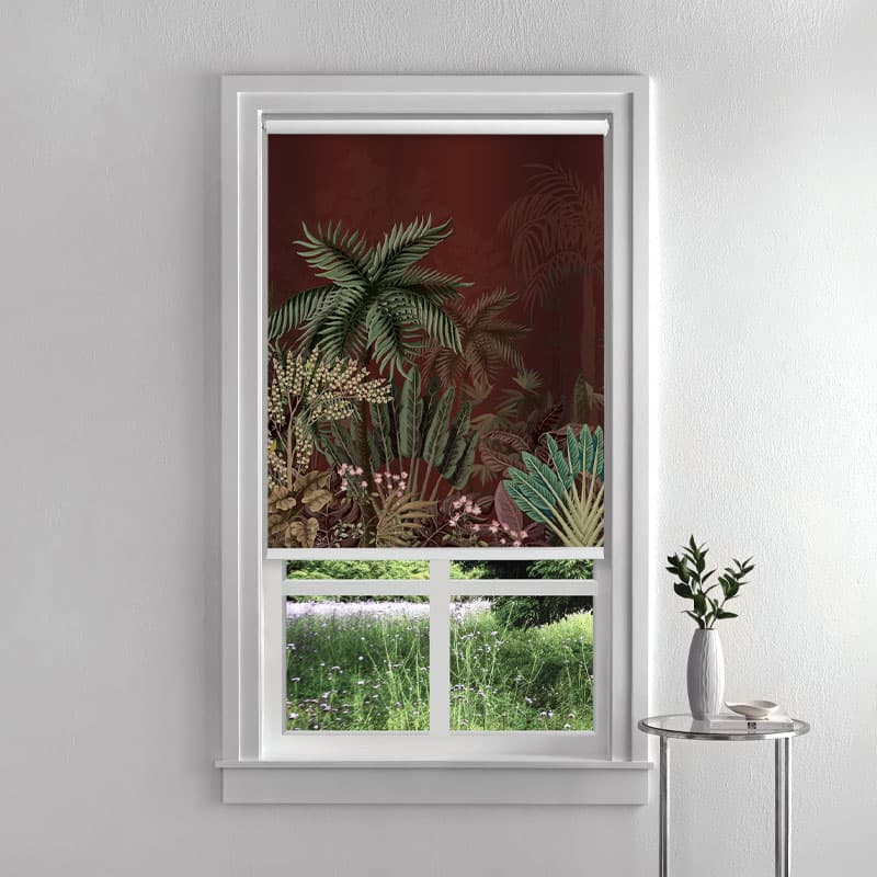 Burgundy Palms Roller Blinds pattern detail