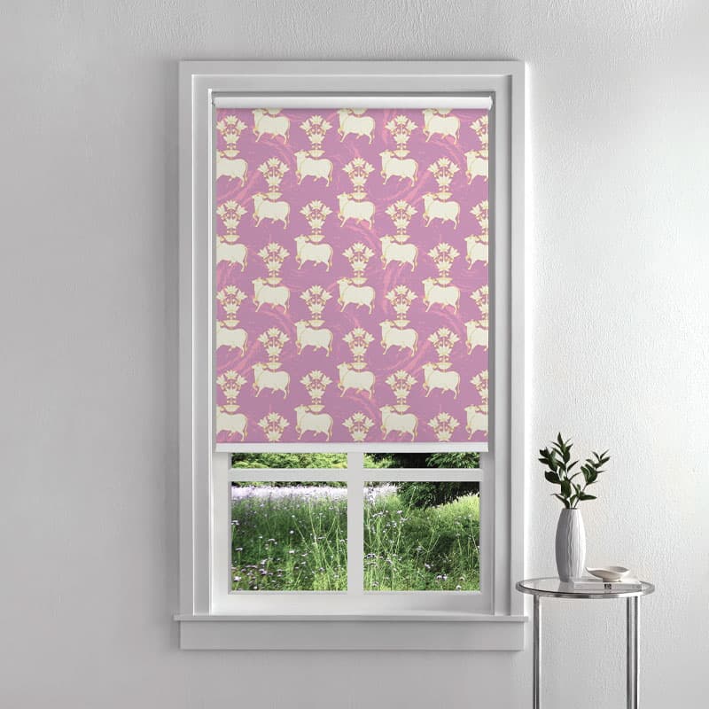 Sacred Lotus Pichwai Roller Blinds pattern detail