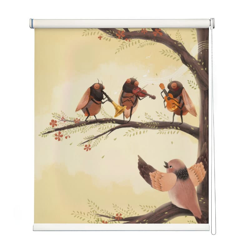 Joyful Musicians Roller Blinds shown in a room