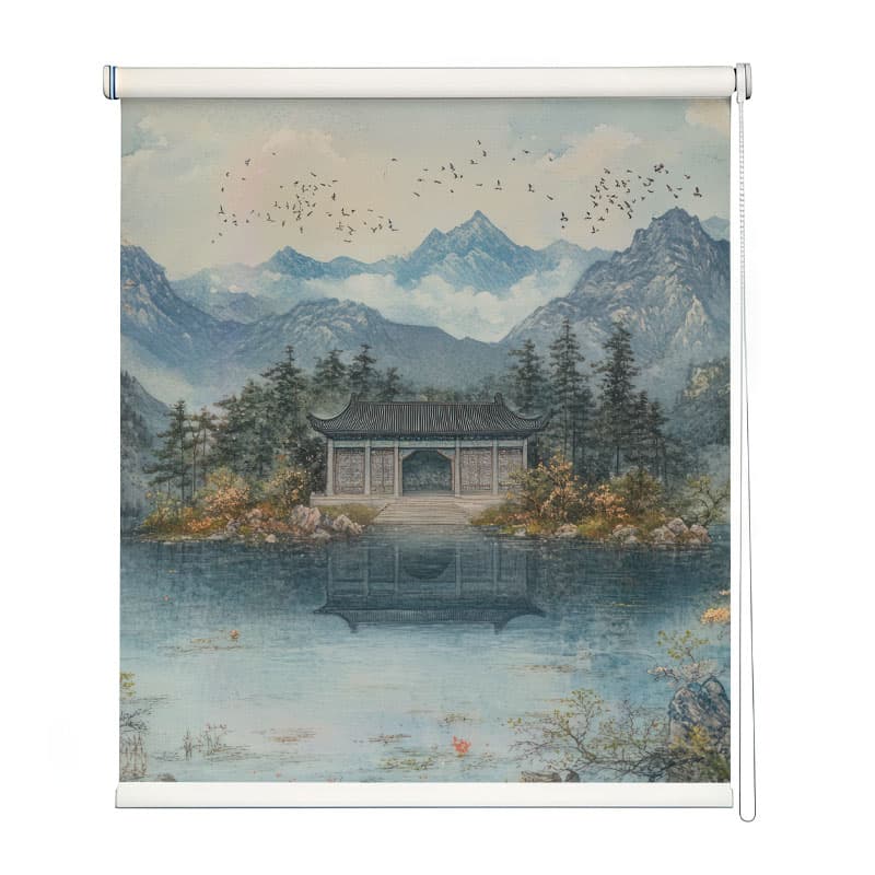 Mountain Sanctuary Roller Blinds shown in a room
