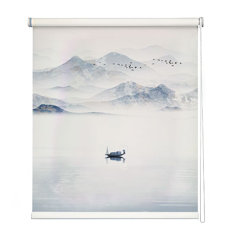 Foggy Peaks Pelmet Roller Blinds shown in a room