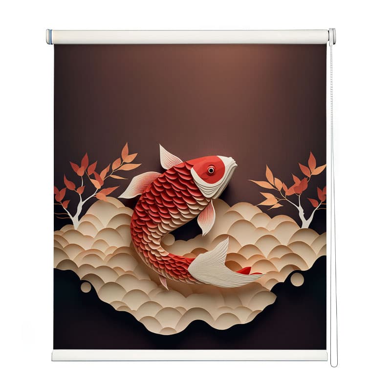Papercut Koi Fish Roller Blinds shown in a room