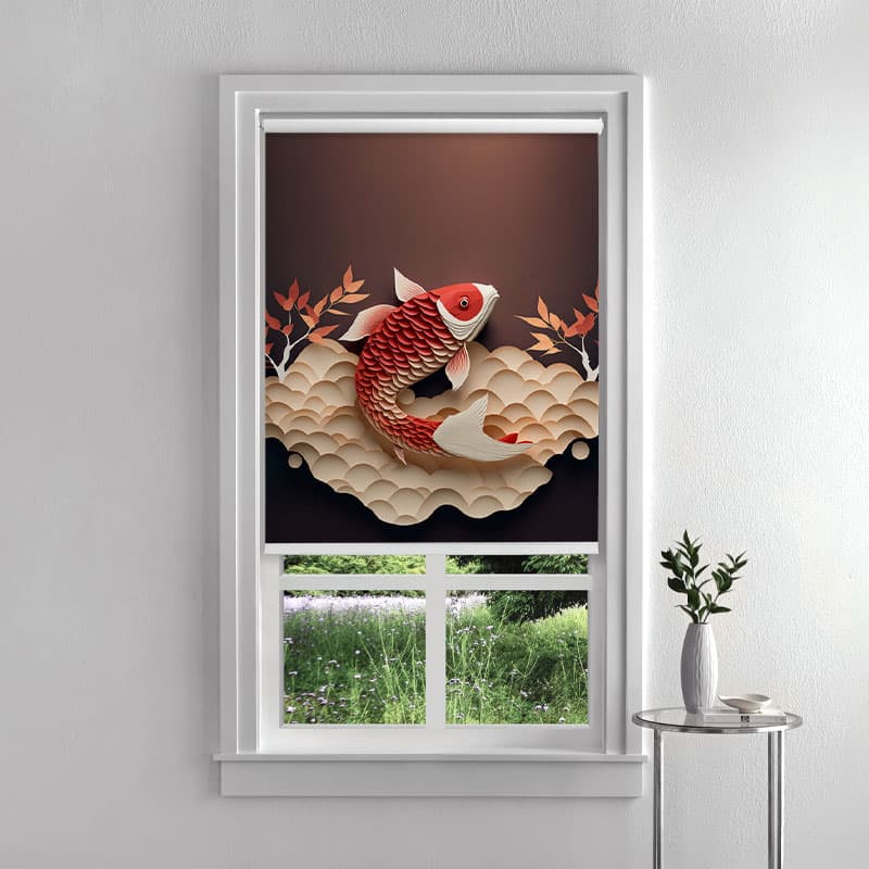 Papercut Koi Fish Roller Blinds pattern detail