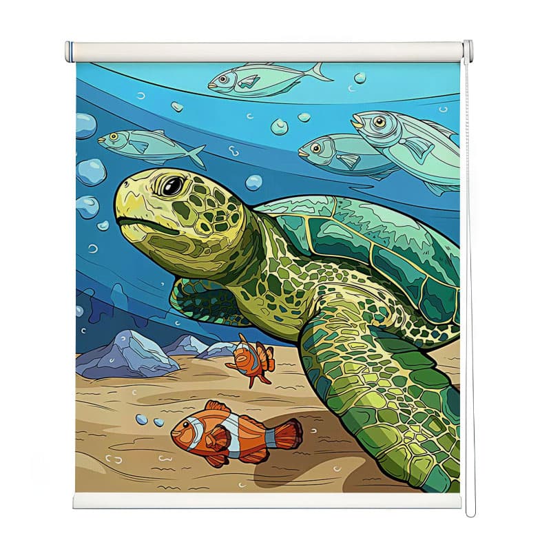 Sea Turtle Haven Roller Blinds shown in a room