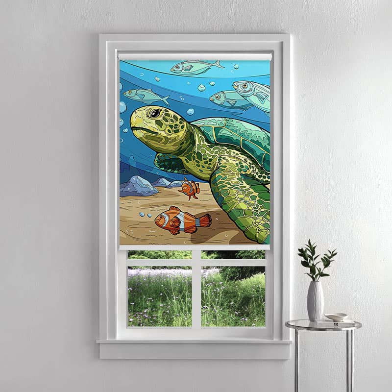 Sea Turtle Haven Roller Blinds pattern detail