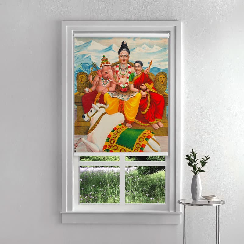 Shiv Parivar Pooja Room Blinds pattern detail