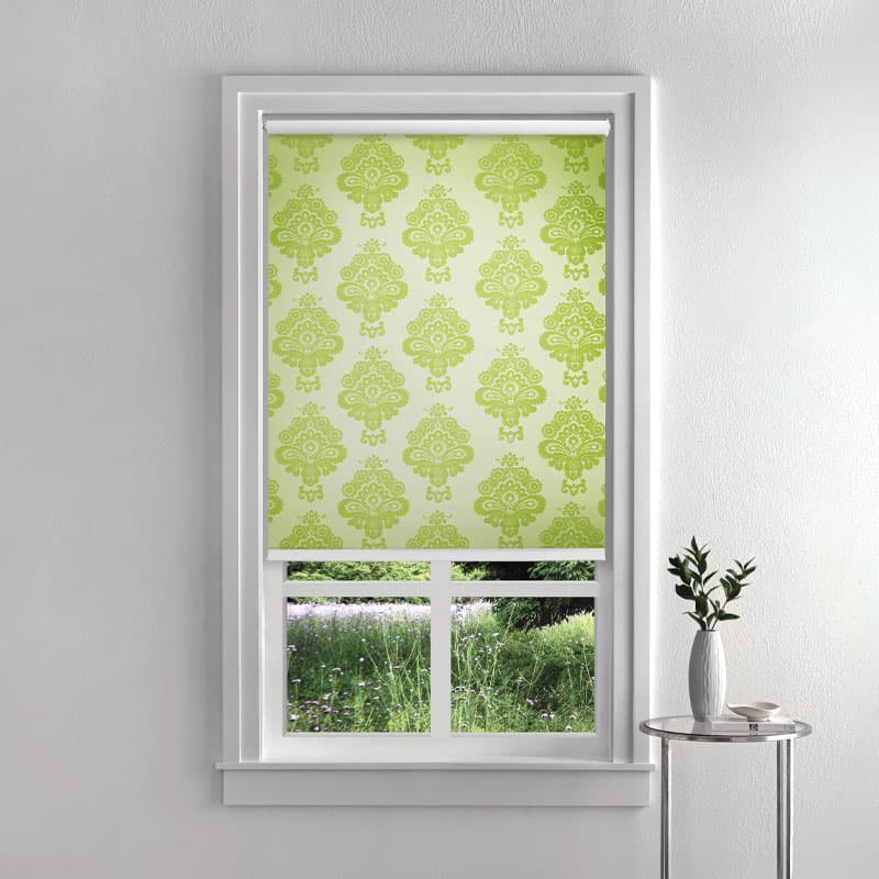 Green Damask Roller Blinds pattern detail