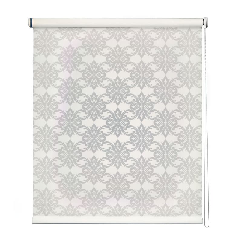 Silver Flourish Roller Blinds shown in a room
