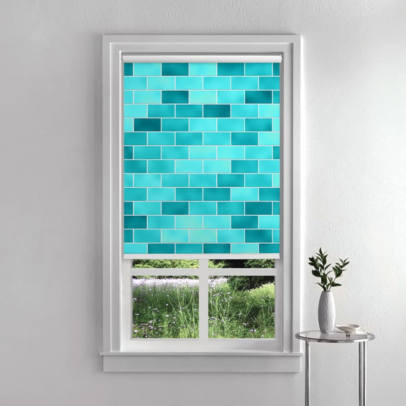 Teal Brick Roller Blinds pattern detail