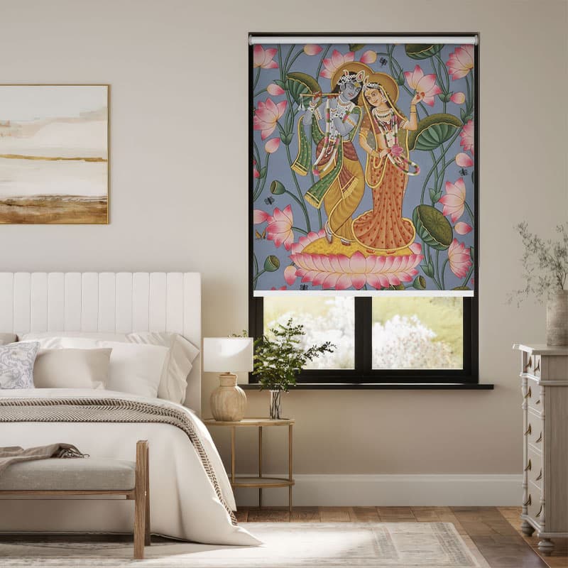 Krishna Leela Inspired Roller Blind pattern detail