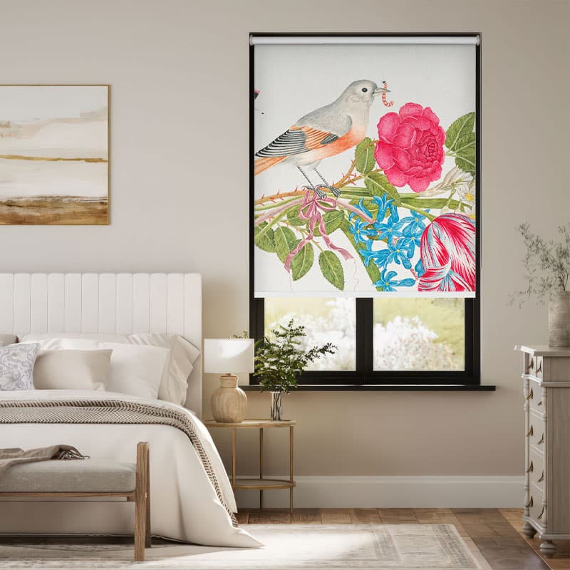 Spring Garden Bird Motif Roller Blind pattern detail